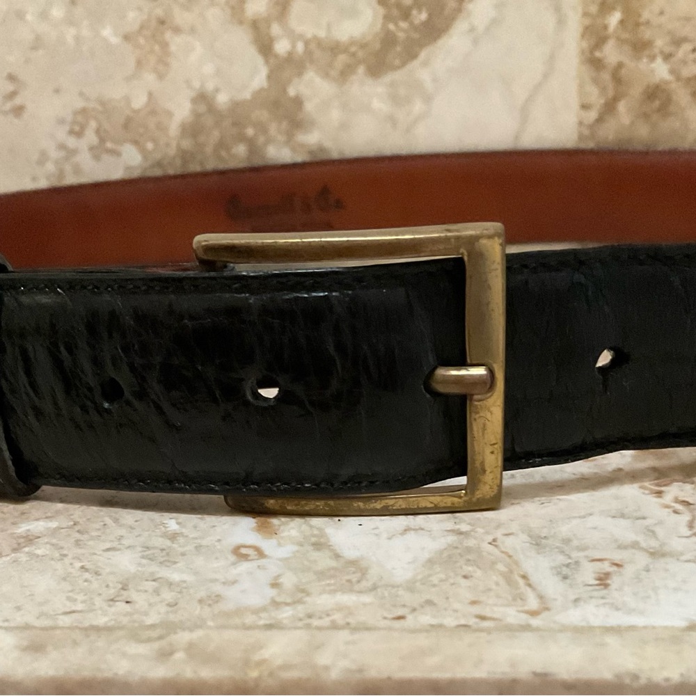 VINTAGE GENUINE BLACK ALLIGATOR BELT FROM CARROLL & CO BEVERLY HILLS SIZE 36